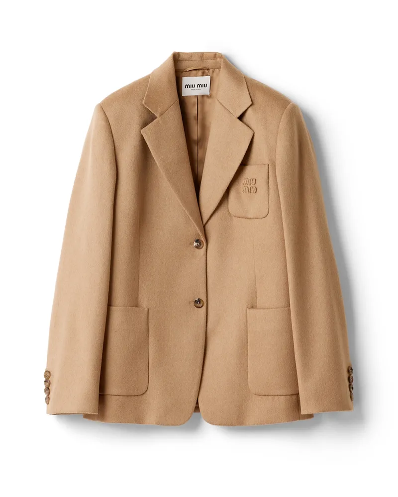Miu Miu Einreihige Jacke Aus Kamelhaar, Damen, Kamelbraun, Größe Kamelbraun
