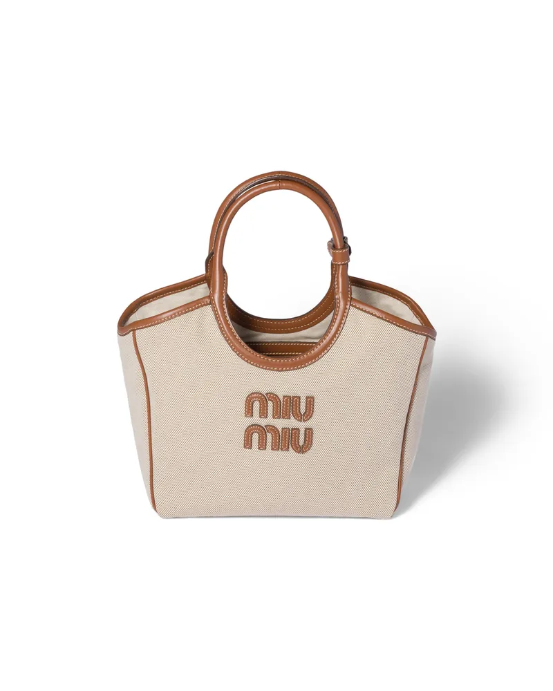 Miu Miu Ivy Tasche Aus Canvas, Damen, Beige/brandy Beige
