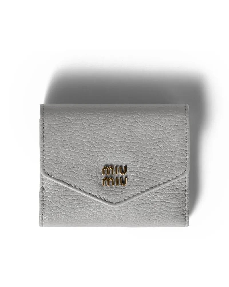 Miu Miu Kleine Geldbörse Aus Leder, Damen, Perlgrau Perlgrau