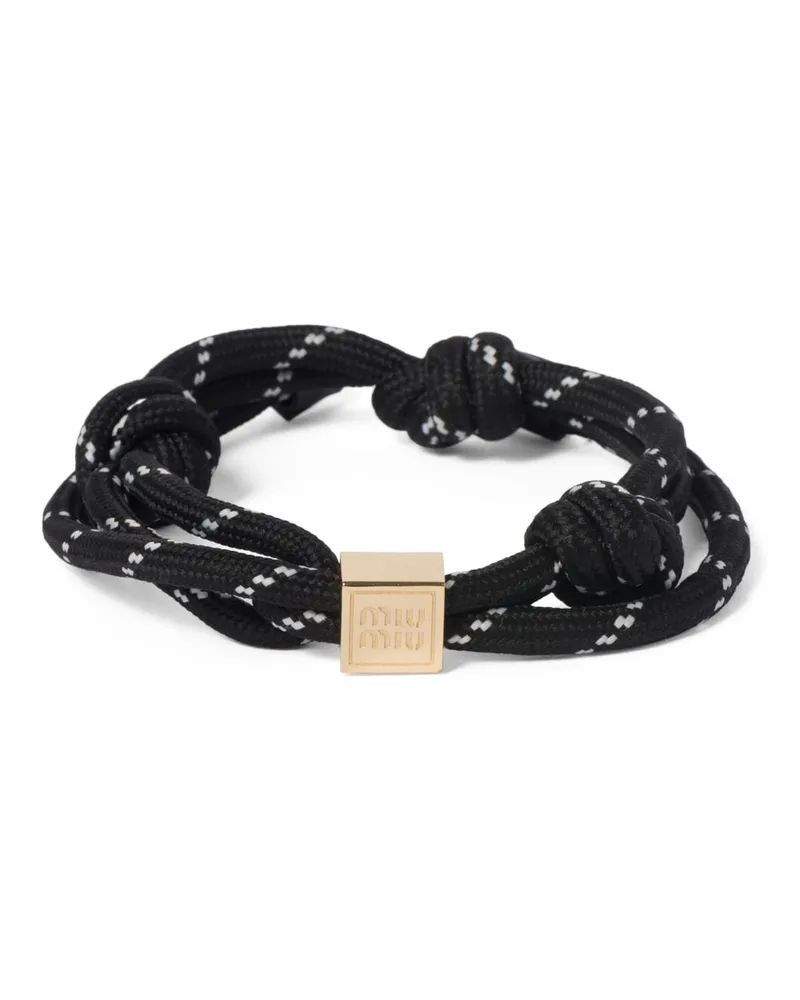 Miu Miu Armband Aus Kordel, Damen, Schwarz Schwarz