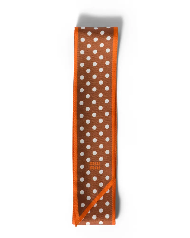Miu Miu Bedruckter Schal Aus Twill, Damen, Cognac/orange Cognac