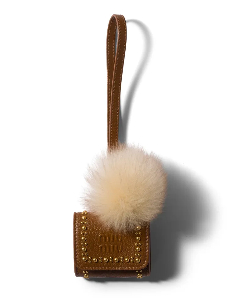Miu Miu Schlüsselanhänger Aus Leder, Damen, Brandy/honig Brandy