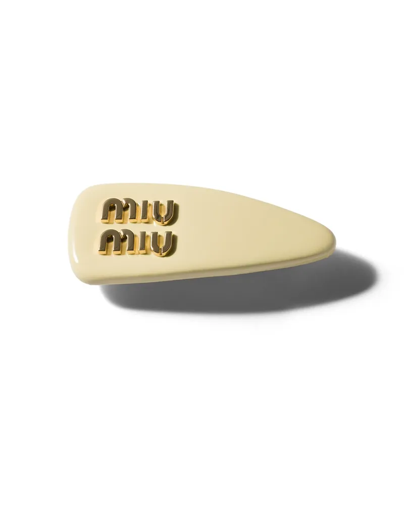 Miu Miu Haarspange Aus Lackleder, Damen, Buttergelb Buttergelb