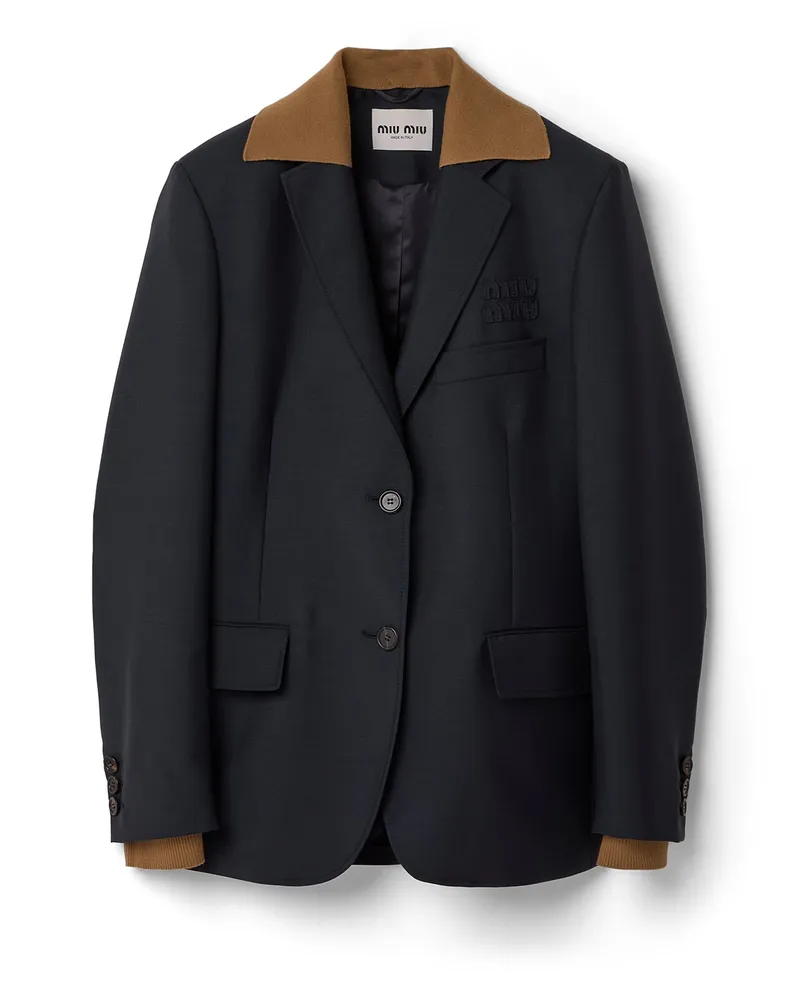 Miu Miu Einreihige Jacke Aus Kid Mohair, Damen, Uniformblau, Größe Uniformblau