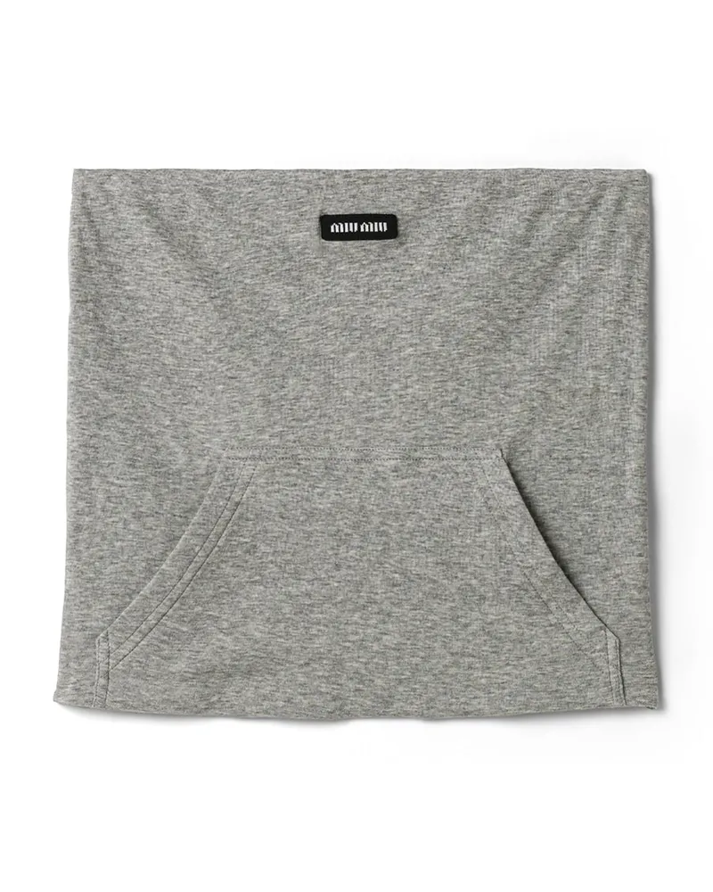 Miu Miu Top Aus Geripptem Jersey, Damen, Grau, Größe Grau