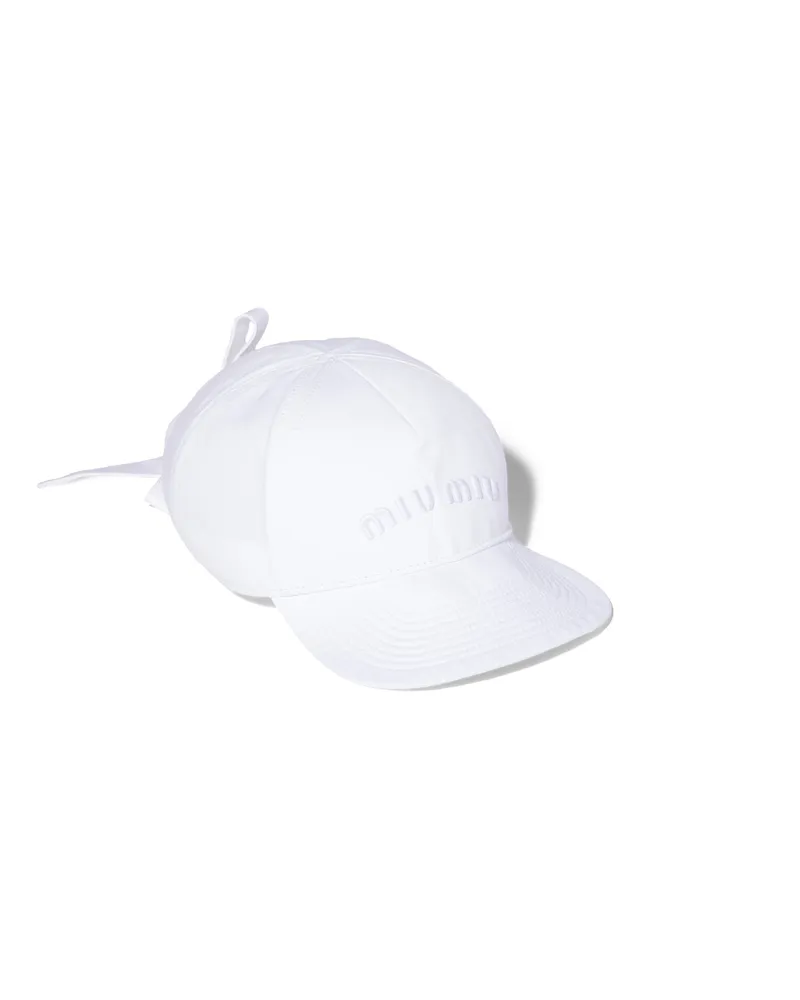 Miu Miu Baseballkappe Aus Popeline, Damen, Weiss, Größe Weiss