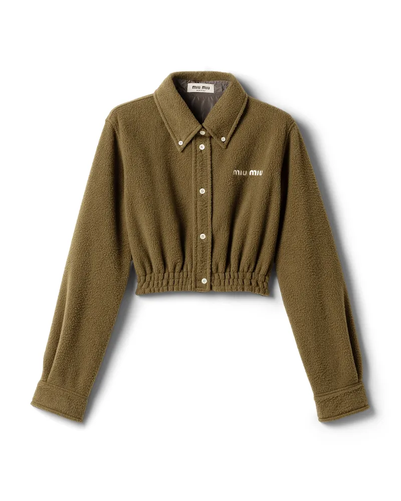 Miu Miu Hemd Aus Fleece, Damen, Olivgrün, Größe Olivgrün