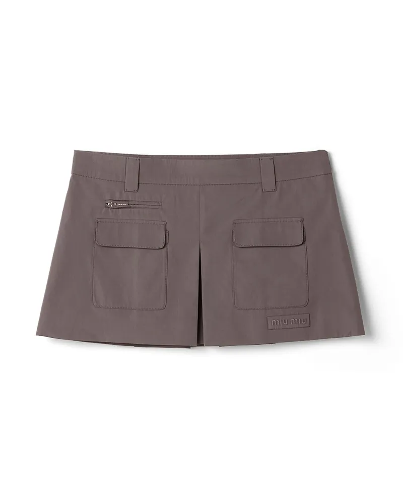Miu Miu Minirock Aus Popeline, Damen, Bleigrau, Größe Bleigrau