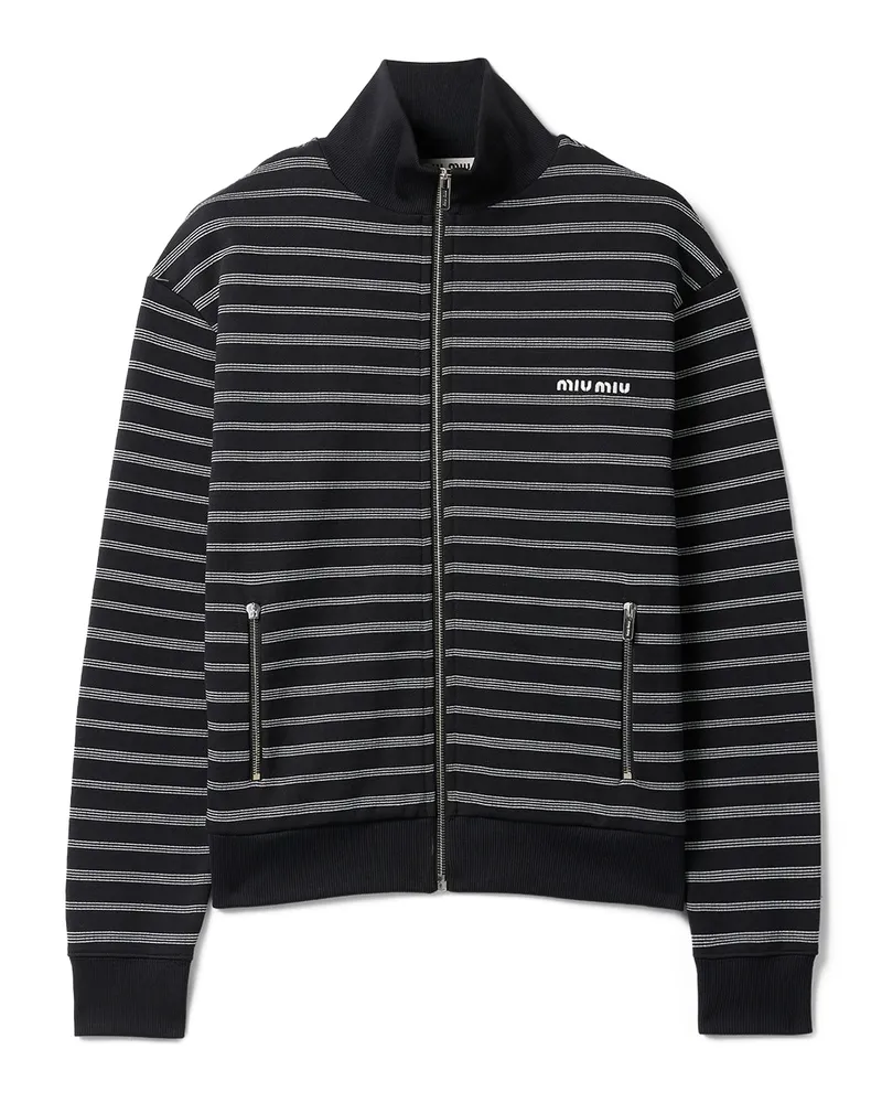 Miu Miu Sweatshirtjacke Aus Baumwolle, Damen, Schwarz/weiss, Größe Schwarz