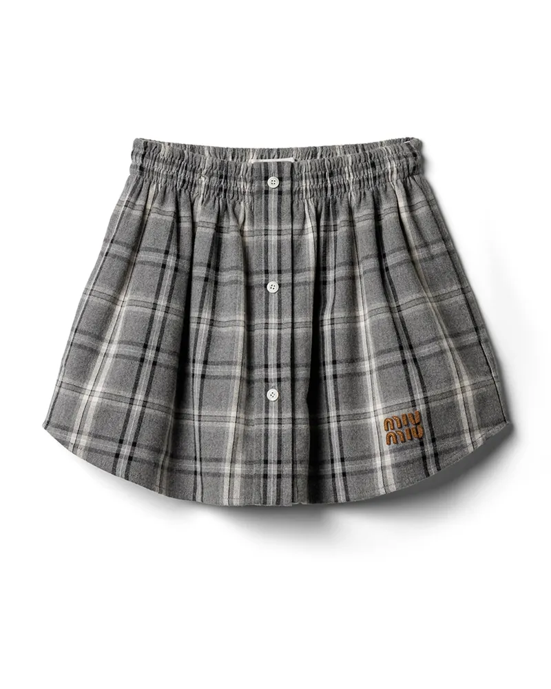 Miu Miu Minirock Aus Kariertem Flanell, Damen, Schiefergrau, Größe Schiefergrau