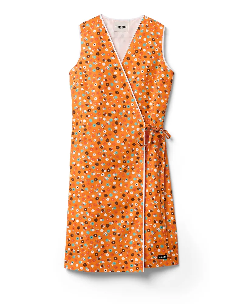 Miu Miu Popeline-wickelkleid, Damen, Orange/rot, Größe Orange