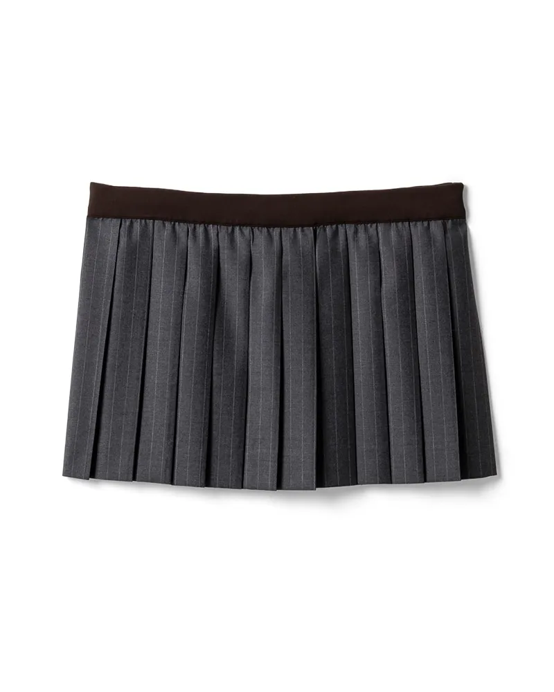 Miu Miu Mini-faltenrock Mit Nadelstreifen, Damen, Schiefergrau, Größe Schiefergrau