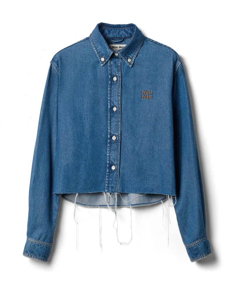 Miu Miu Hemd Aus Denim, Damen, Blau, Größe Blau