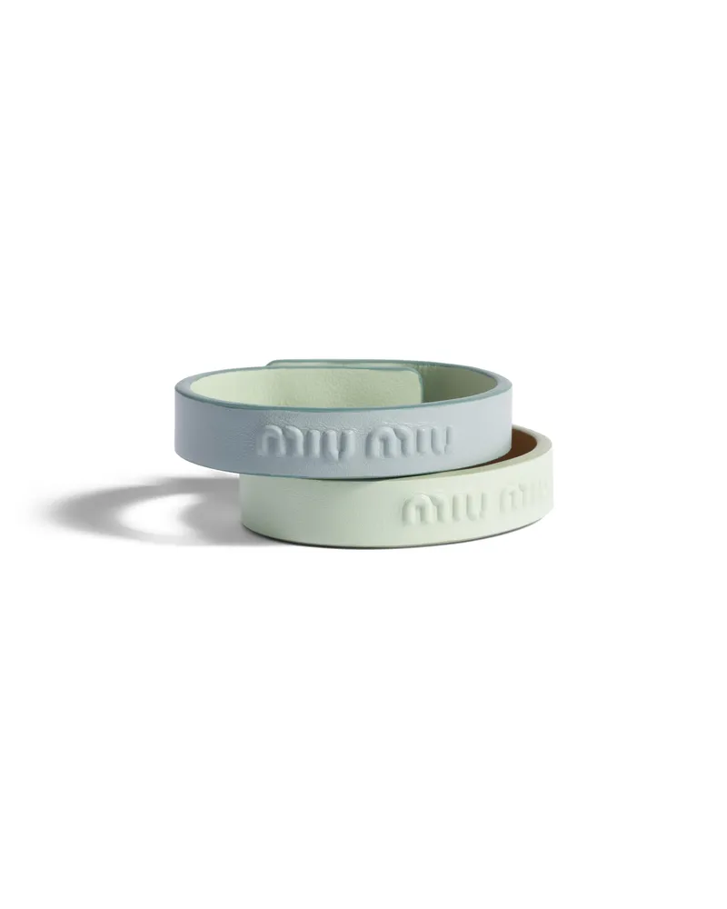 Miu Miu Armbänder Aus Leder, Damen, See/aqua, Größe See