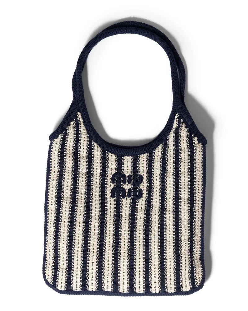 Miu Miu Ivy Häkeltasche, Damen, Blau/kalkweiss Blau