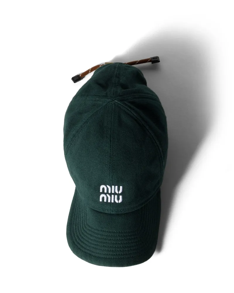 Miu Miu Baseballkappe Aus Denim, Damen, Tabak/smaragd, Größe Tabak