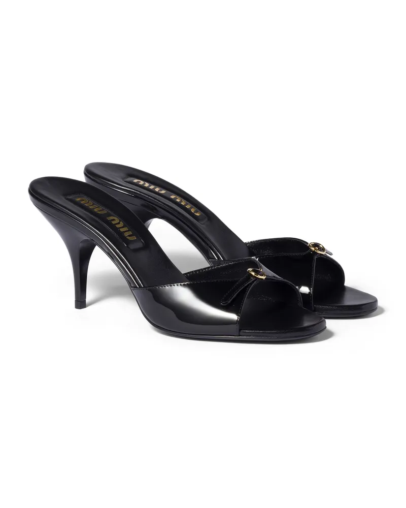 Miu Miu Mules Aus Lackleder Mit Schließe, Damen, Schwarz, Größe Schwarz