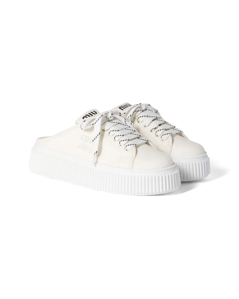 Miu Miu Sneaker-mules Aus Denim, Damen, Elfenbein, Größe Elfenbein