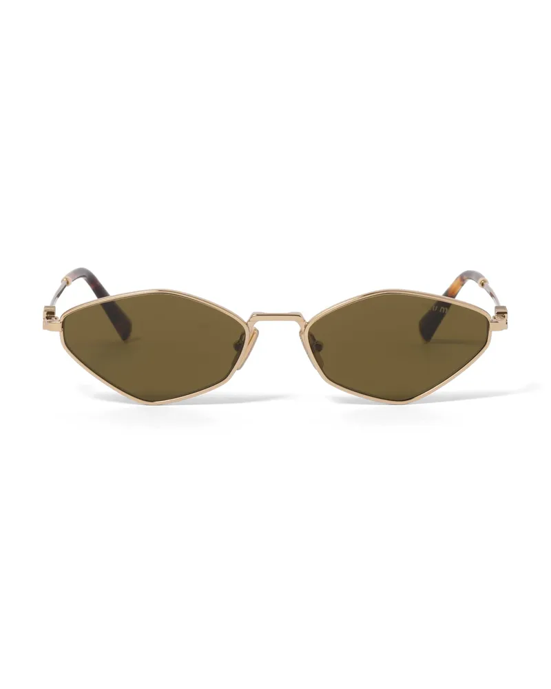 Miu Miu Logo Sonnenbrille, Damen, Lodengrüne Gläser Lodengrüne