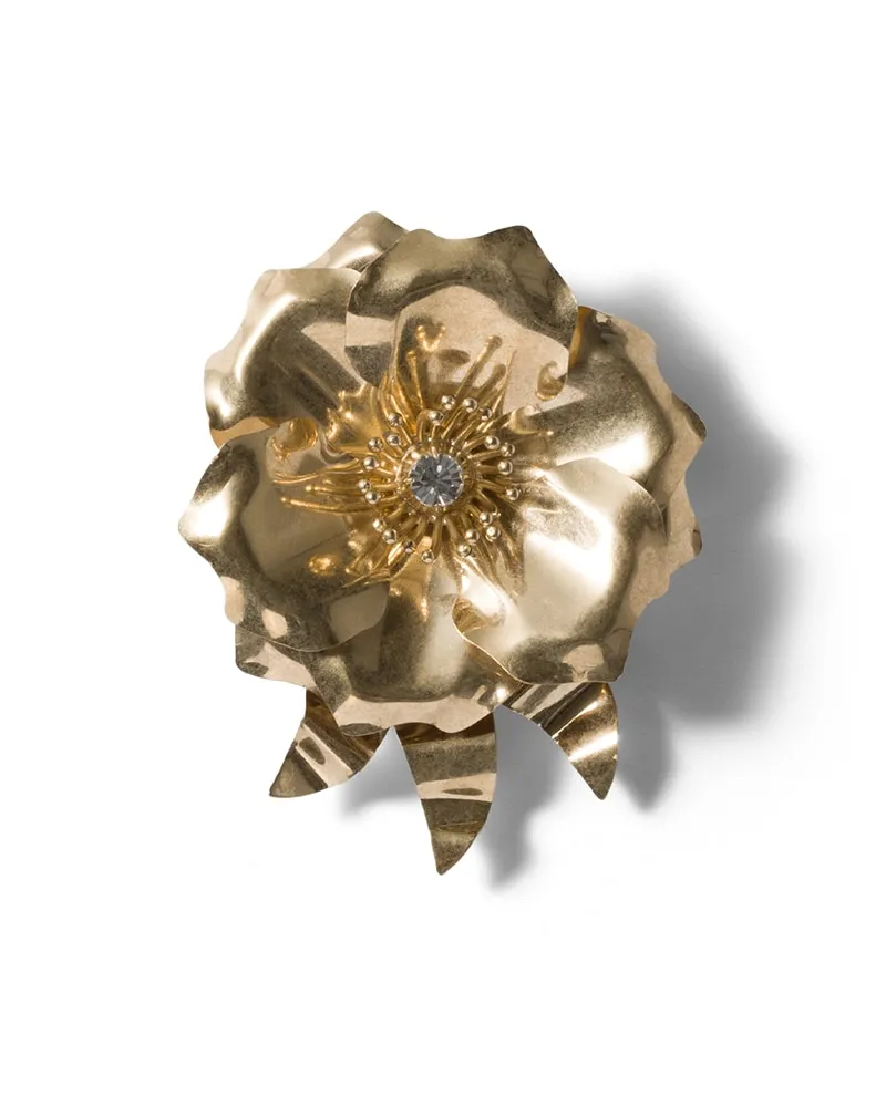 Miu Miu Brosche Aus Metall Mit Kristall, Damen, Gold/kristall Gold