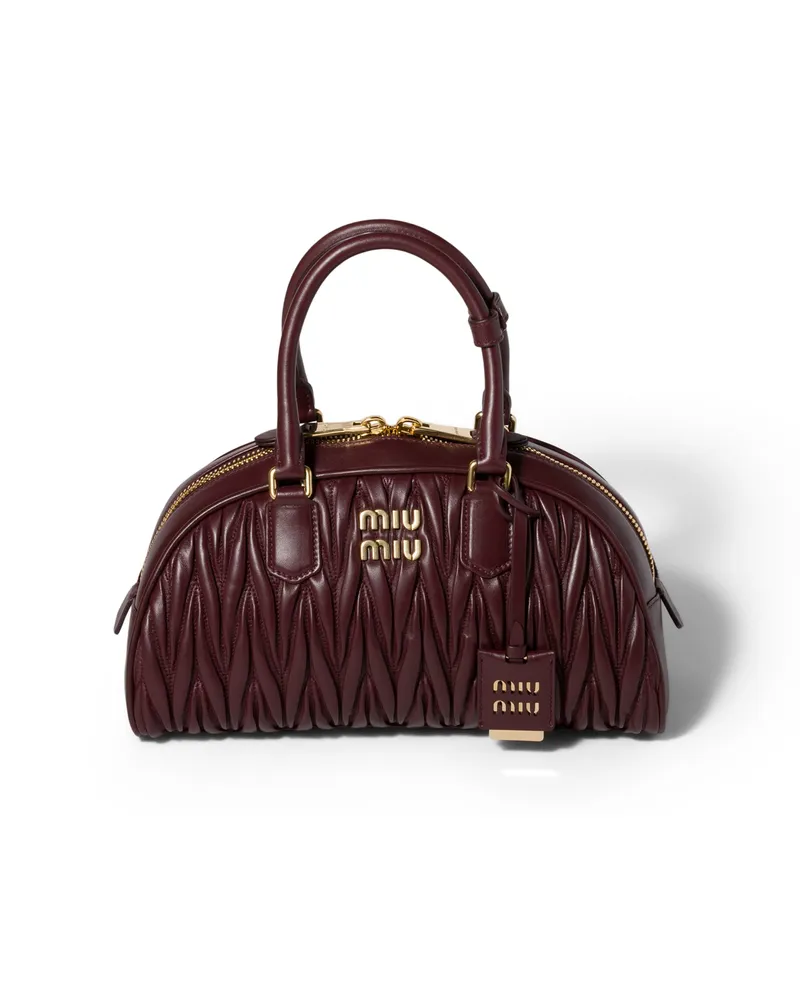 Miu Miu Arcadie Tasche Aus Matelassé-nappaleder, Damen, Burgunderrot Burgunderrot