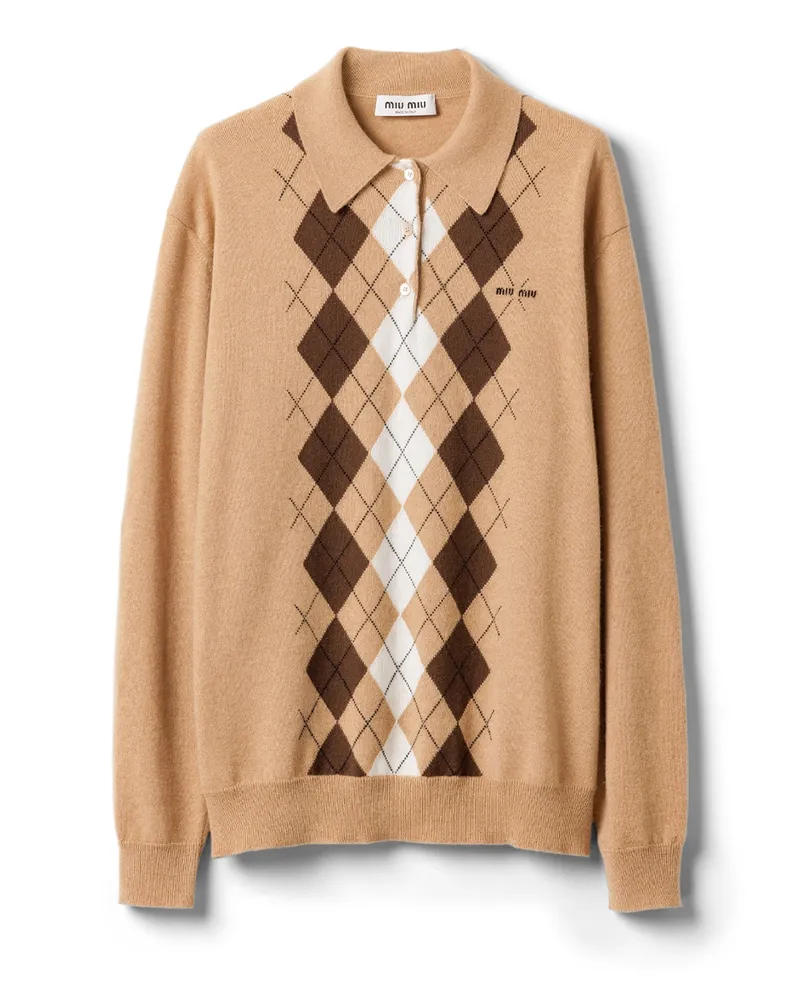 Miu Miu Poloshirt Aus Kaschmir, Damen, Kamelbraun, Größe Kamelbraun