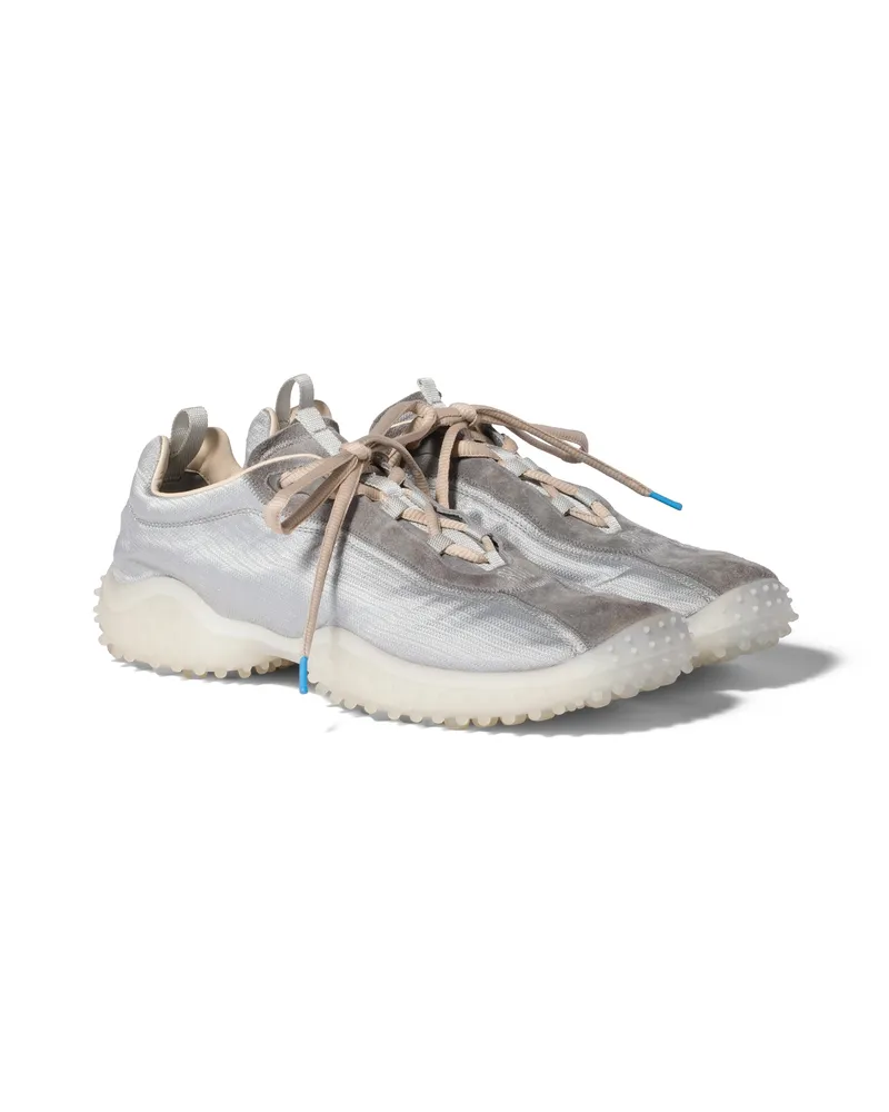 Miu Miu Bubble Sneaker Aus Technischem Gewebe Und Veloursleder, Damen, Wolkengrau, Größe Wolkengrau