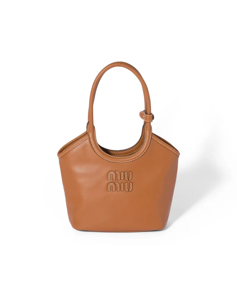 Miu Miu Ivy Handtasche Aus Leder, Damen, Cognac Cognac
