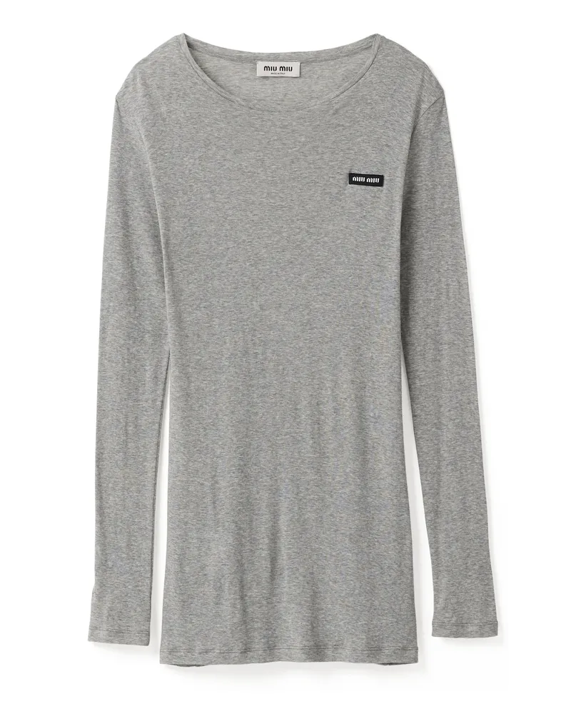 Miu Miu Strickkleid Aus Geripptem Jersey, Damen, Grau, Größe Grau