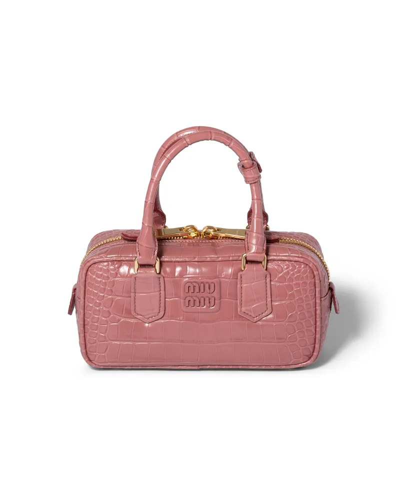 Miu Miu Arcadie Tasche Aus Kroko-geprägtem Leder, Damen, Antik Antik