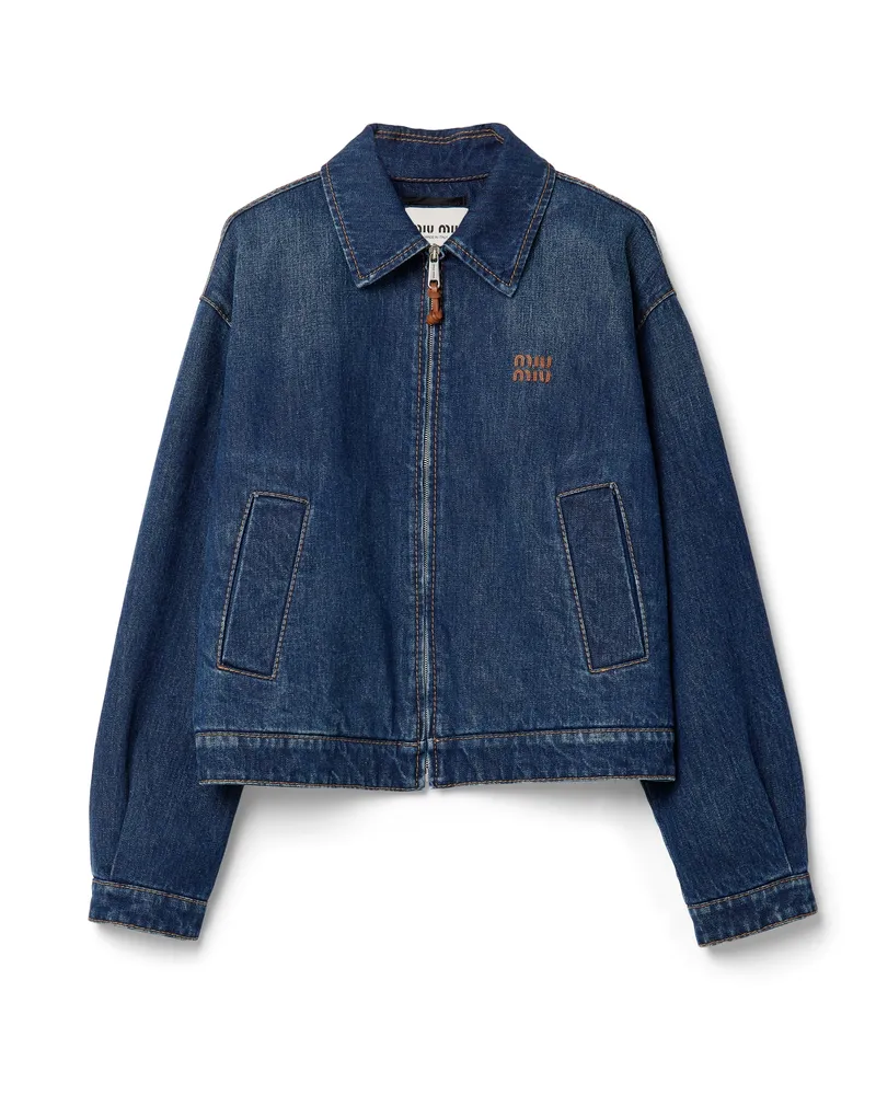Miu Miu Truckerjacke Aus Denim, Damen, Blau, Größe Blau