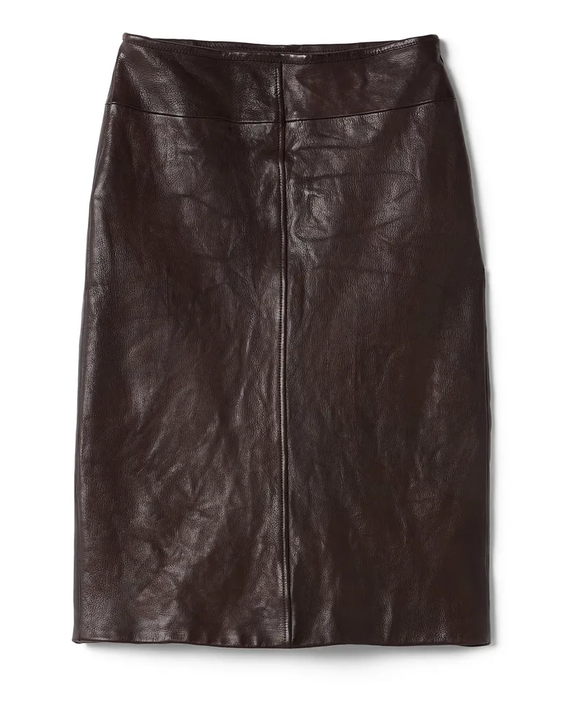 Miu Miu Rock Aus Leder, Damen, Dunkelbraun, Größe Dunkelbraun
