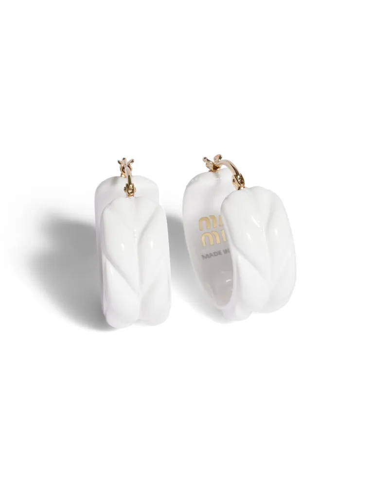 Miu Miu Ohrringe Aus Matelassé Plexiglas, Damen, Weiss Weiss