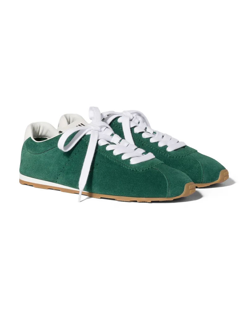 Miu Miu Plume Sneaker Aus Wildleder, Damen, Oleandergrün, Größe Oleandergrün