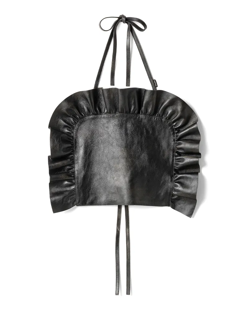 Miu Miu Top Aus Leder, Damen, Schwarz, Größe Schwarz