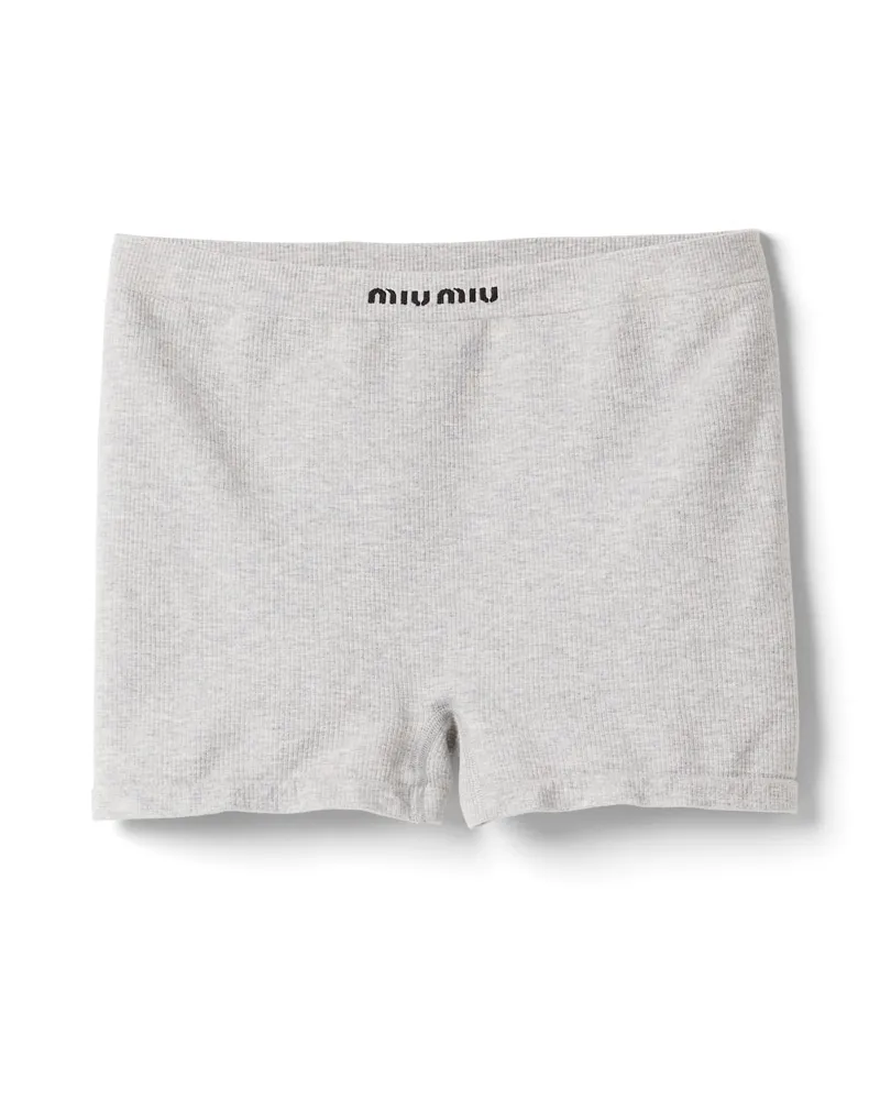 Miu Miu Nahtlose, Melierte Boxershorts Aus Strick, Damen, Grau, Größe Grau