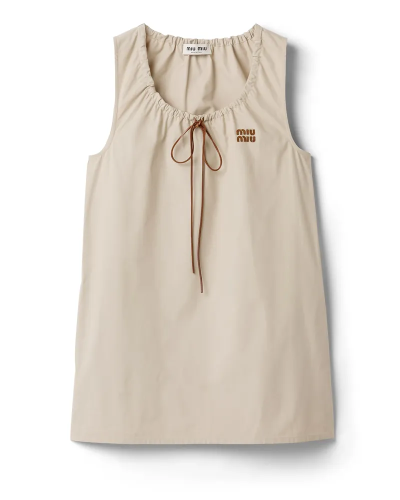 Miu Miu Kleid Aus Panama-baumwolle, Damen, Kalkstein, Größe Kalkstein