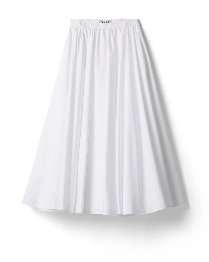 Miu Miu Maxirock Aus Popeline, Damen, Weiss, Größe Weiss