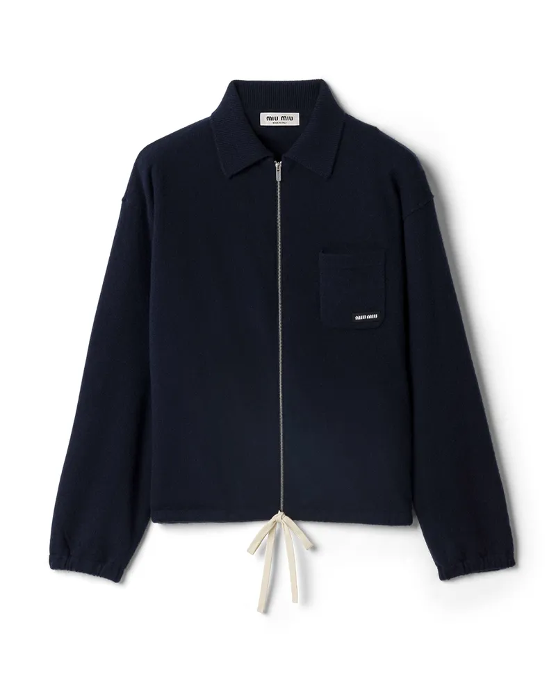 Miu Miu Kaschmirpullover Mit Reißverschluss, Damen, Blau, Größe Blau