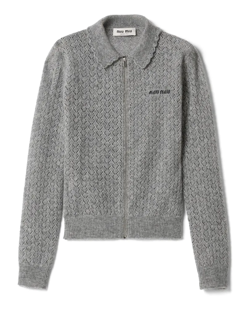 Miu Miu Strickjacke Aus Kaschmir Und Seide, Damen, Grau, Größe Grau
