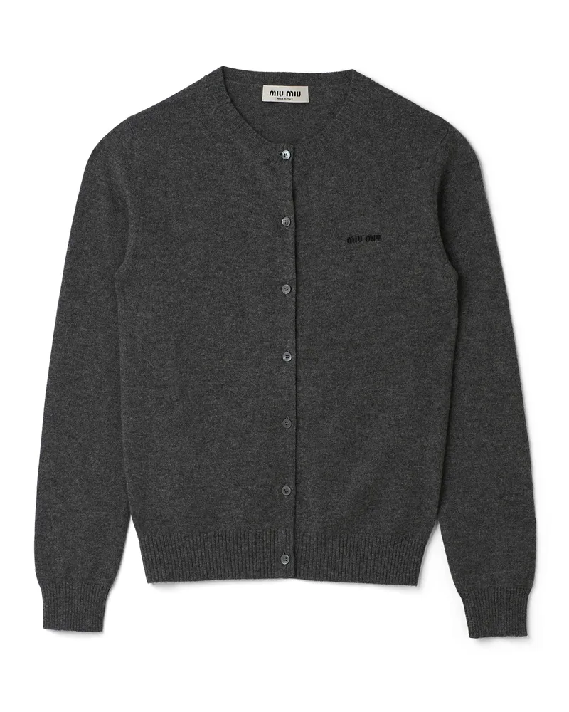 Miu Miu Strickjacke Aus Kaschmir, Damen, Schiefergrau, Größe Schiefergrau