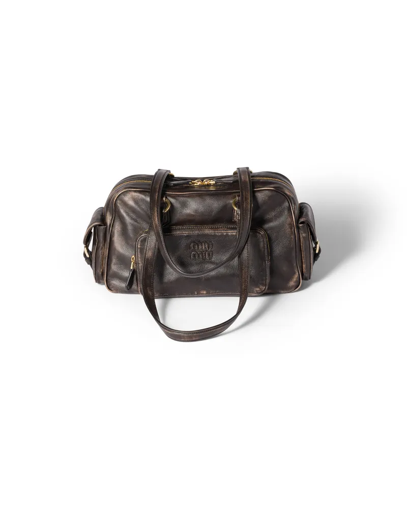 Miu Miu Pocket Henkeltasche Aus Nappa-leder, Damen, Kaffeebraun Kaffeebraun
