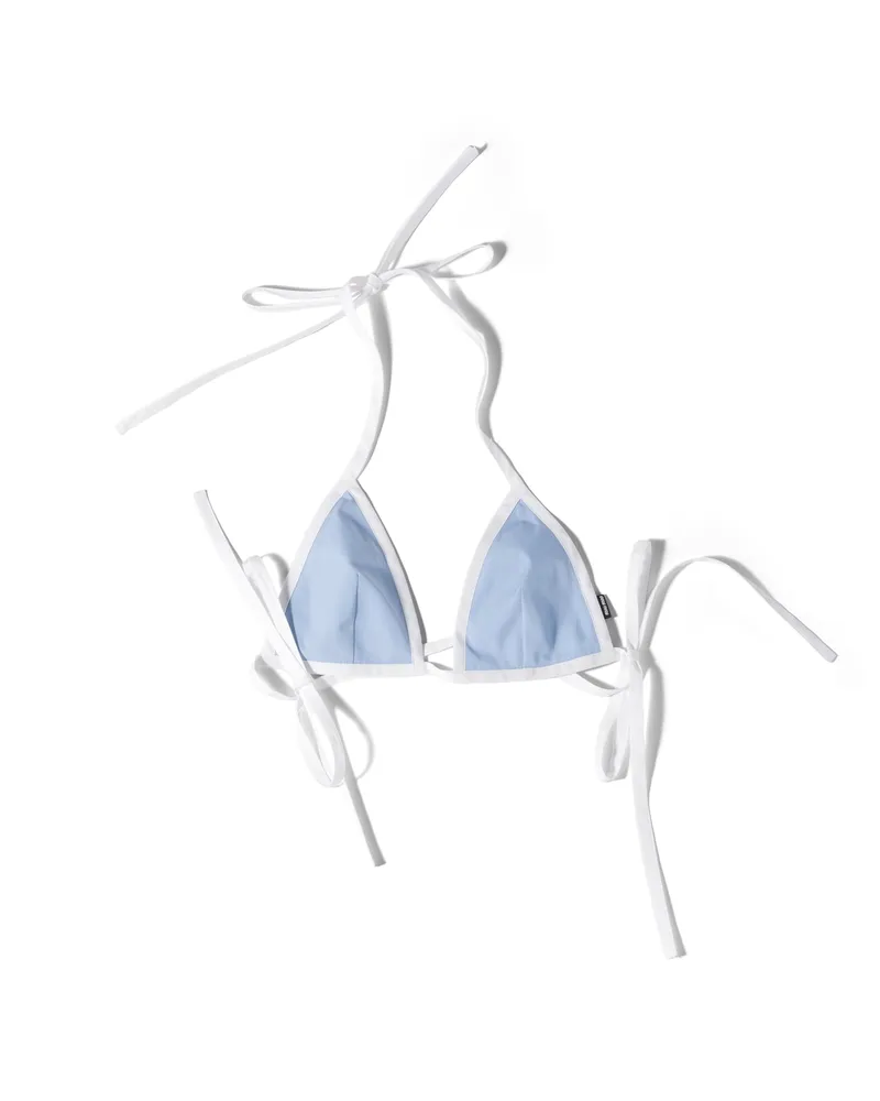 Miu Miu Popeline-bikinioberteil, Damen, Hellblau/weiss, Größe Hellblau
