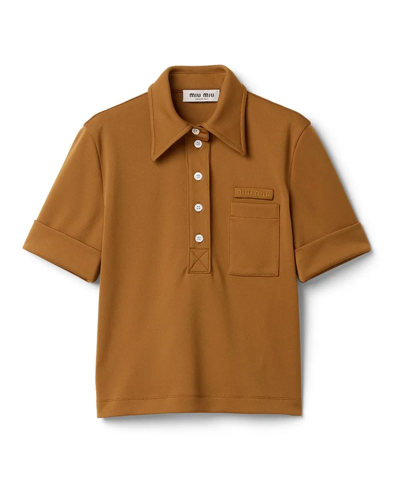 Miu Miu Technisches Poloshirt Aus Jersey, Damen, Zimt, Größe Zimt