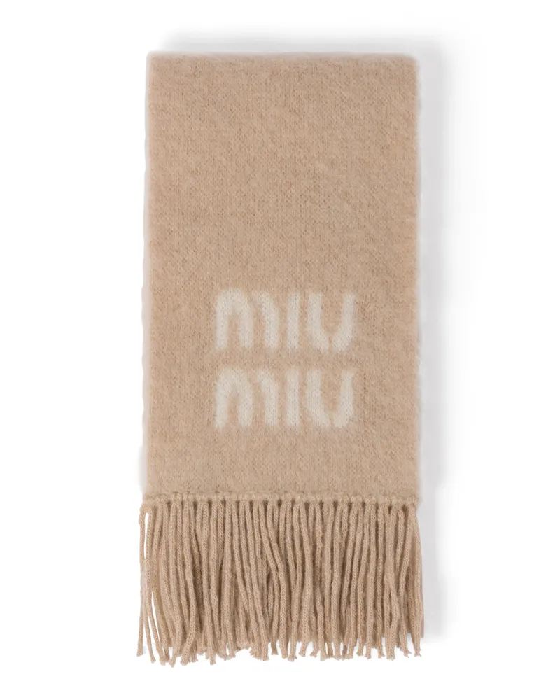 Miu Miu Schal Aus Wolle Und Mohair, Damen, Natur Natur