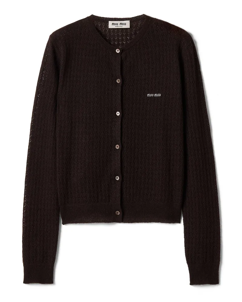 Miu Miu Strickjacke Aus Kaschmir Und Seide, Damen, Dunkelbraun, Größe Dunkelbraun
