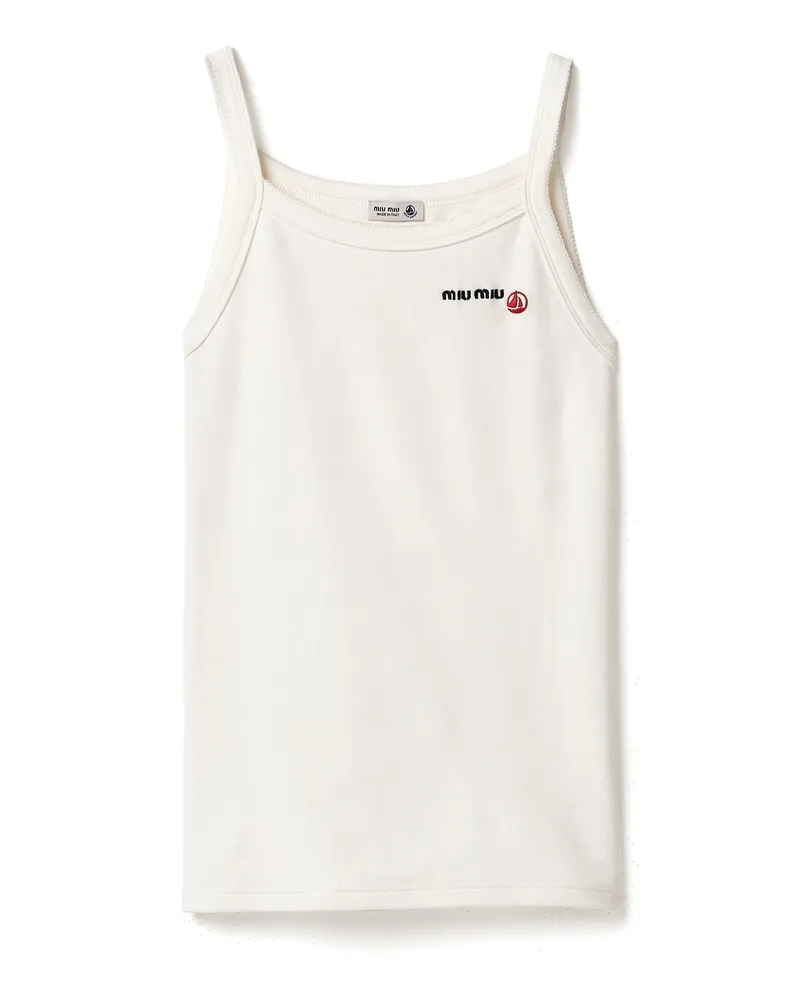 Miu Miu Petit Bateau X  Top Aus Stretch-jersey, Damen, Weiss, Größe Weiss