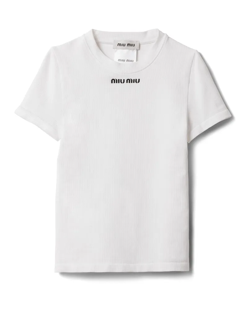 Miu Miu Nahtloses T-shirt, Damen, Weiss, Größe Weiss