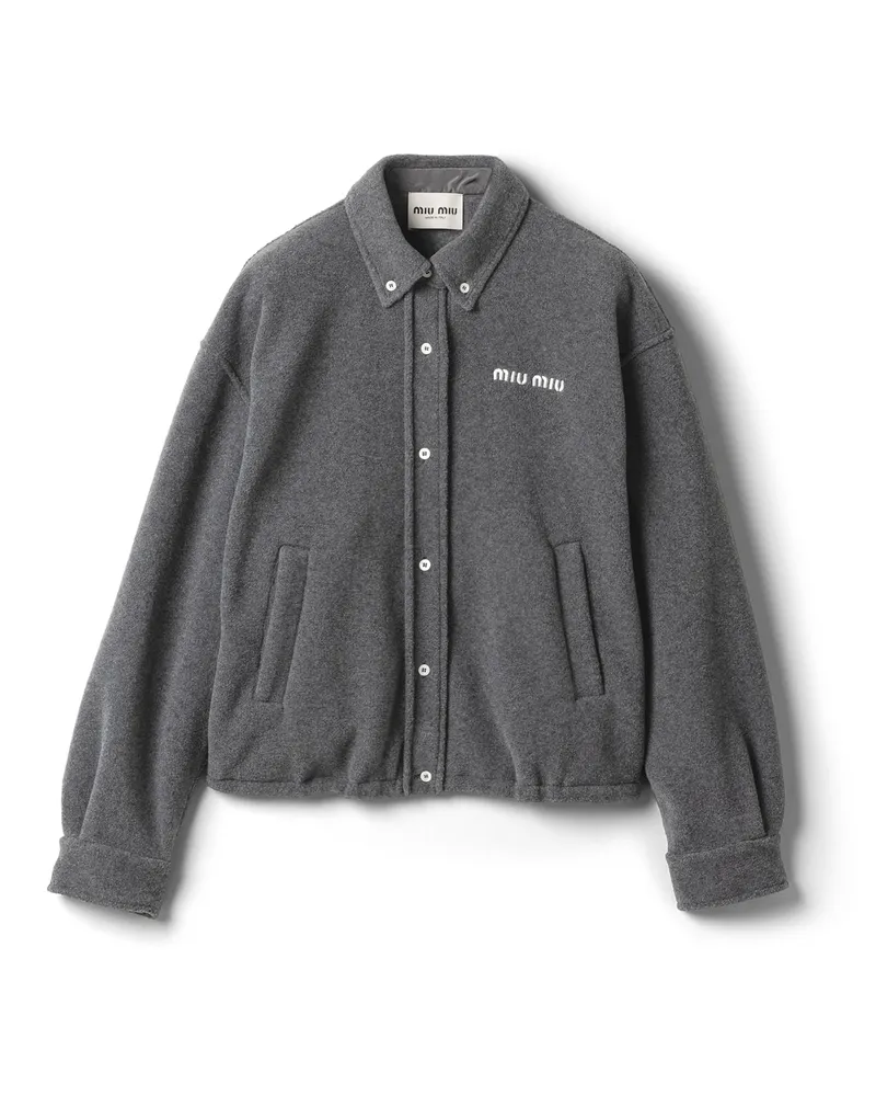 Miu Miu Blousonjacke Aus Fleece, Damen, Grau, Größe Grau