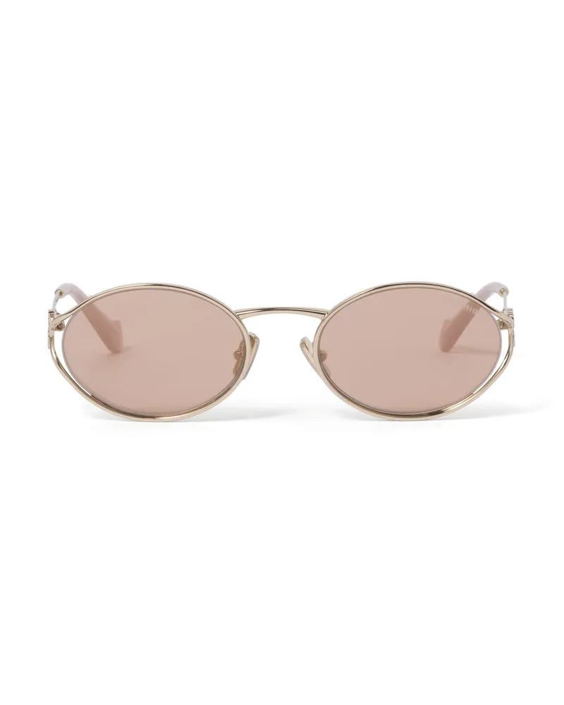 Miu Miu Logo Sonnenbrille, Damen, Gläser In Roségold Gläser